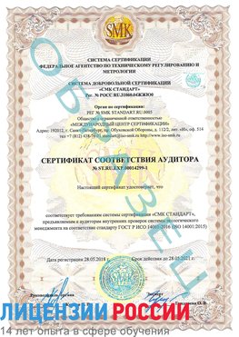 Образец сертификата соответствия аудитора №ST.RU.EXP.00014299-1 Зарайск Сертификат ISO 14001